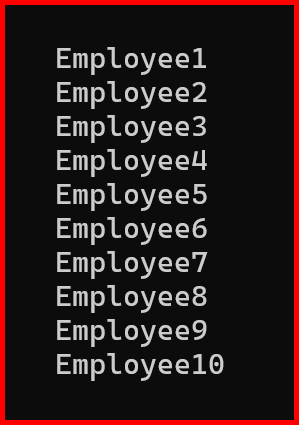 Picture showing output of reading the csv file using python